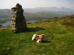 Brock Barrow summit, with Coniston Water and the Coniston Fells