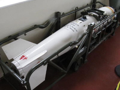 One of Britain's WE177A nuclear bombs on display at Orford Ness