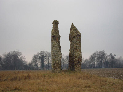 Remains of the 12th century tower of St Mary's church at Thorpe Parva