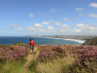 Walking the South West Coast Path above Widemouth Bay