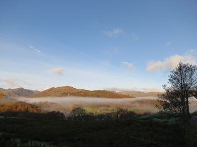 Lingmoor Fell with mist in the valleys