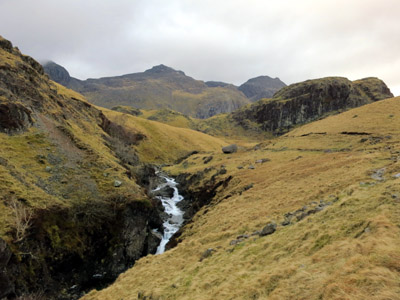 Scafell Pike from the waterfalls of Eskdale